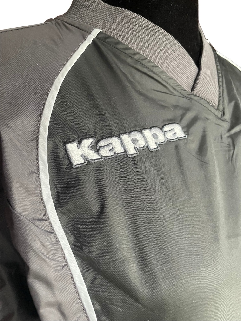 Kappa Black Gray Windbreaker Jacket with White Logo